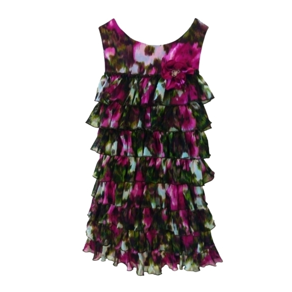 Girls Bloome de jeune fille Purple Floral Scalloped Sleeveless Dress Size 7